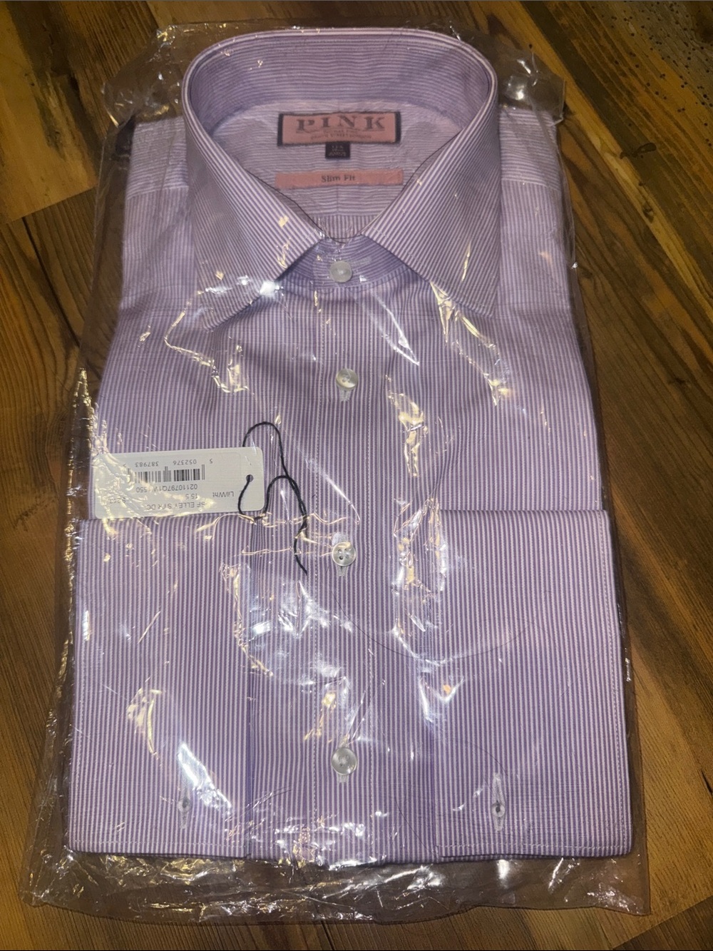 Thomas Pink Lavender Pinstripe Men's Dress Shirt